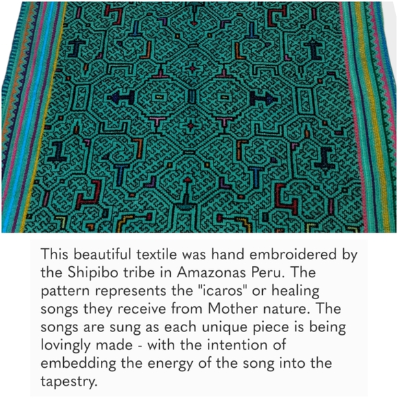 Peruvian Shipibo Long Hand Embroidered Tapestry - Picture 3 of 3